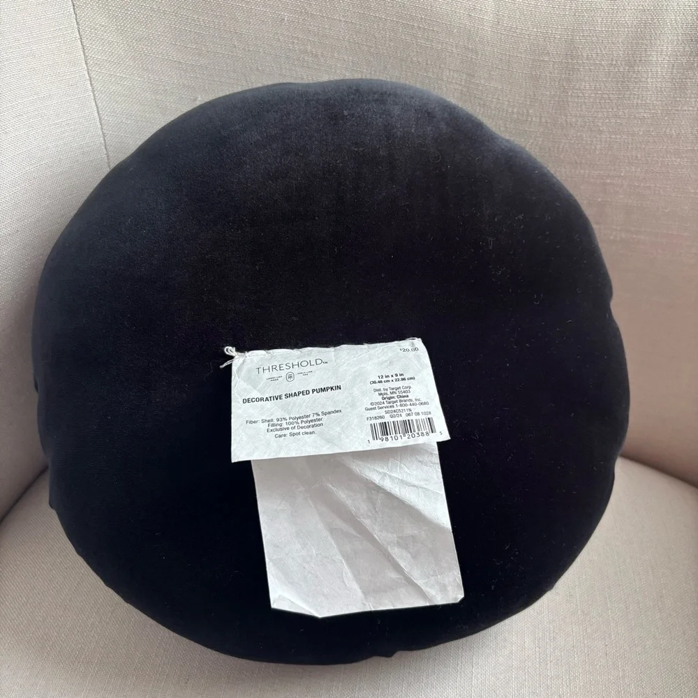 Threshold Decorative Shaped Black Velvet Pumpkin Pillow